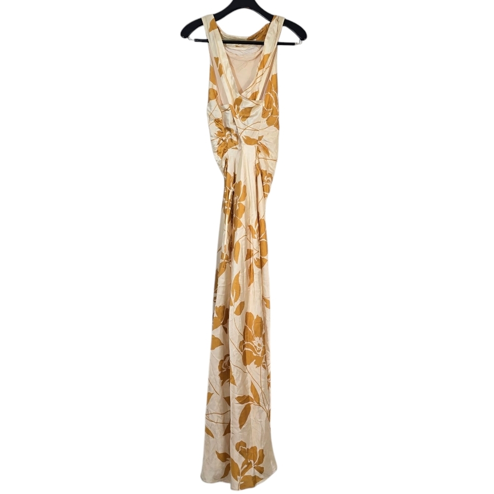 Reformation Anaiis 100% Silk Gold Floral Maracuya Maxi Dress 8 New - Picture 4 of 12